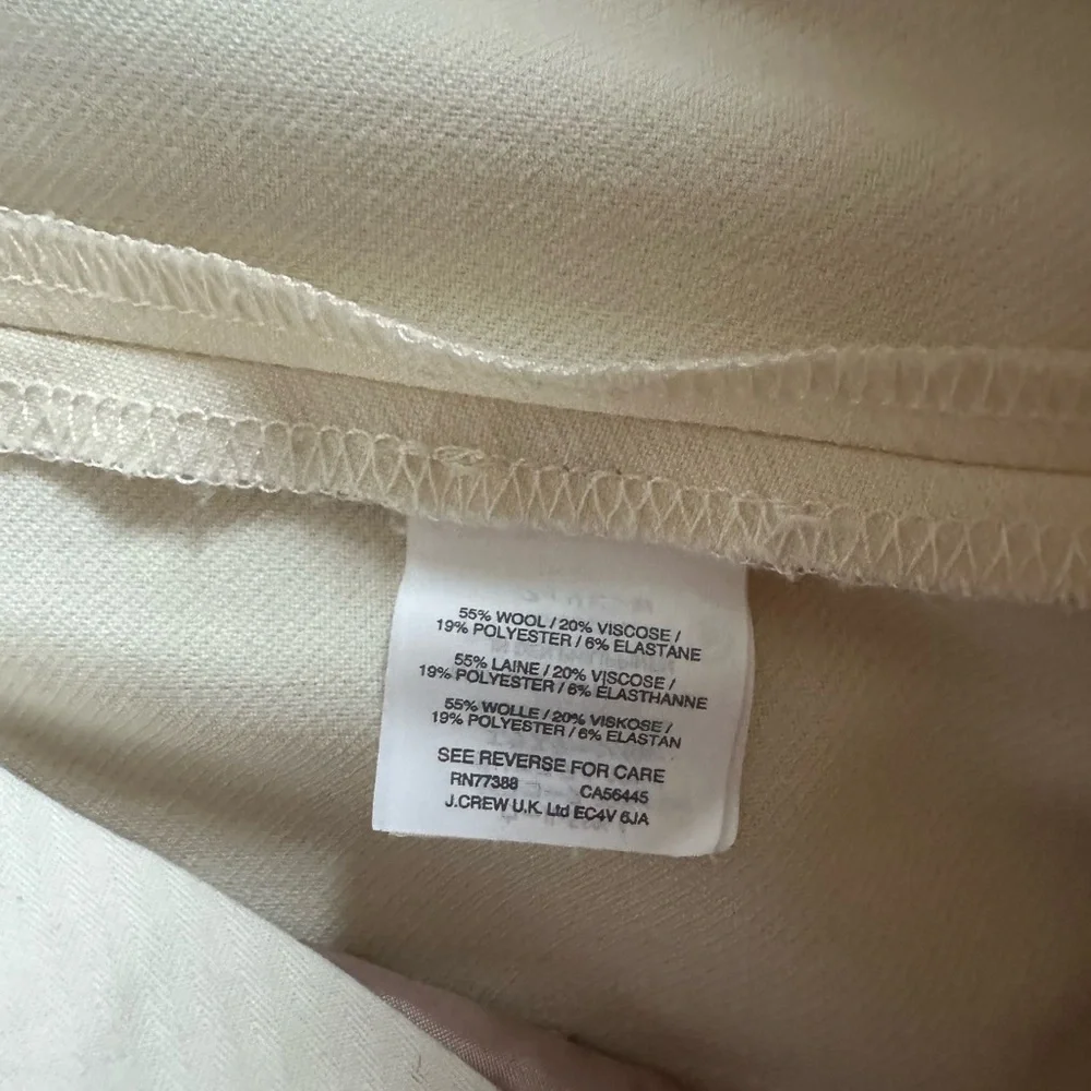 J. Crew women’s Maddie ivory wool Dress Pants 14
